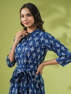 Janasya Dark Cotton Ethnic Motifs Shirt Dress Dress | Grocsy