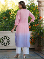 Janasya Bright Cotton Ombre Straight Kurta | Grocsy