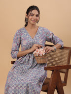 Janasya Light Blue Cambric Floral Set | Grocsy
