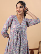Janasya Light Blue Cambric Floral Set | Grocsy