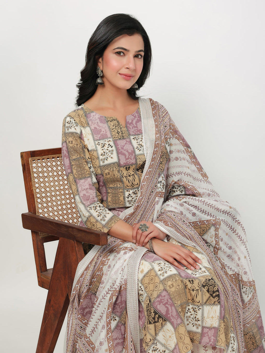 Janasya Regular Cambric Multicolour mix match Notch Neck Set | Grocsy