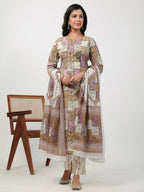 Janasya Regular Cambric Multicolour mix match Notch Neck Set | Grocsy