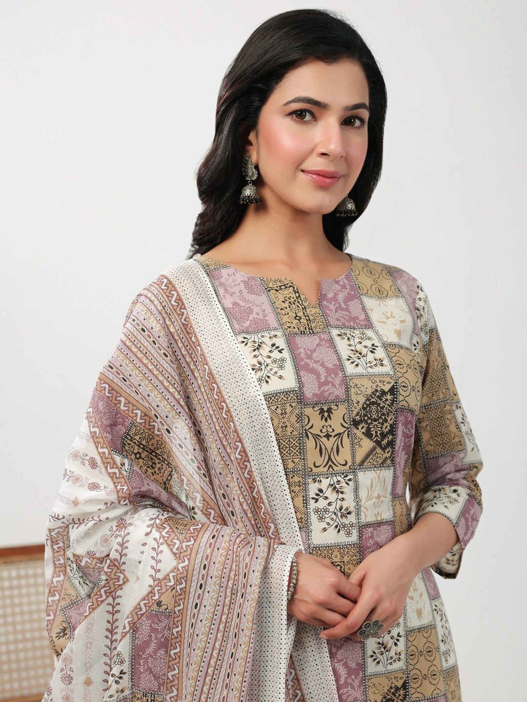 Janasya Regular Cambric Multicolour mix match Notch Neck Set | Grocsy