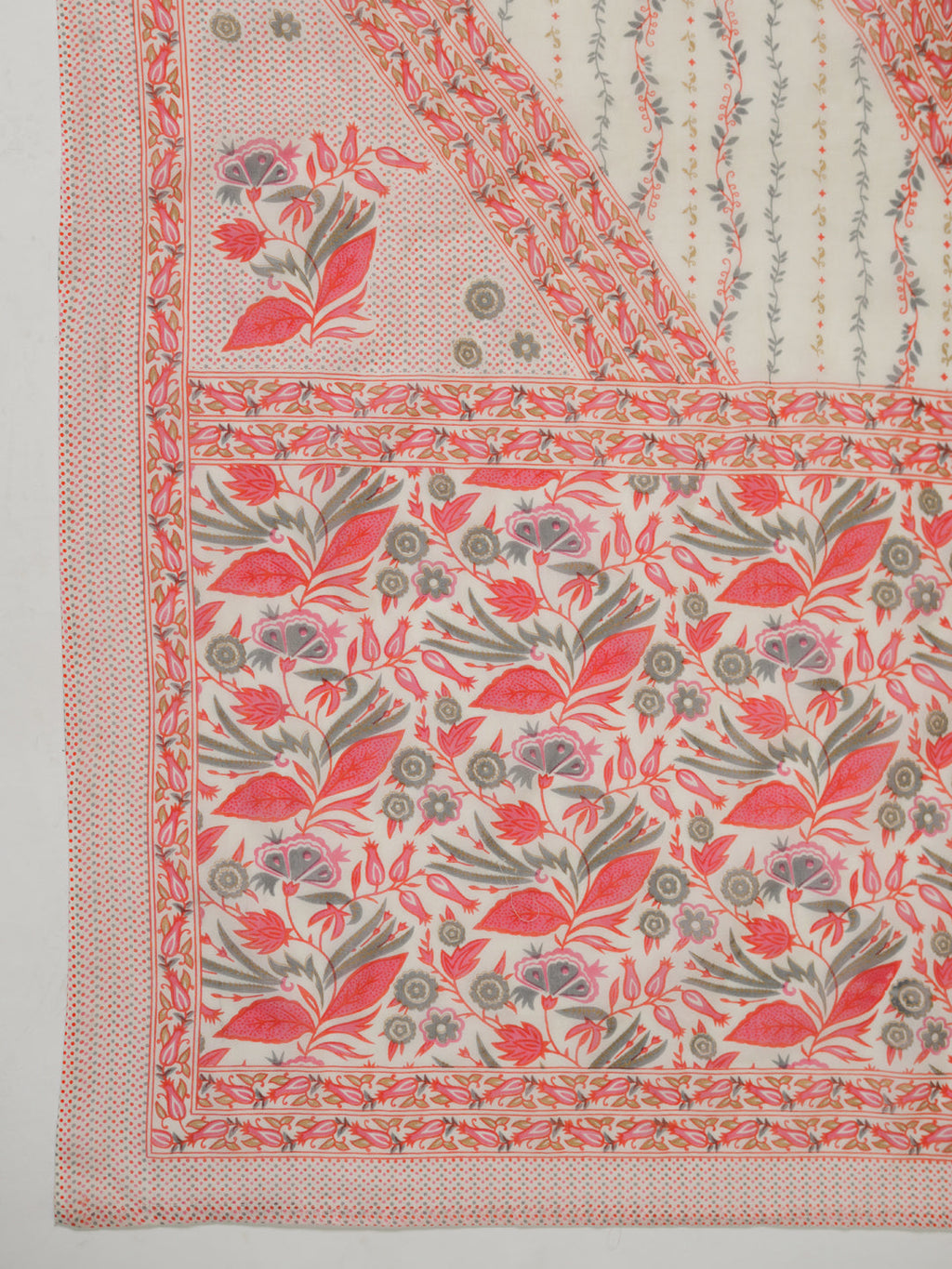 Janasya Straight Cambric Off White Floral V-Neck Set | Grocsy