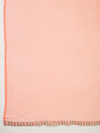 Janasya Straight Cambric Peach Floral Band Collar Set | Grocsy