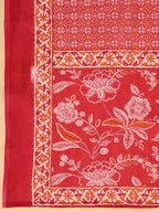 Janasya Straight Cambric Pink Floral Round Neck Set | Grocsy