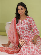Janasya White Cambric Floral Set | Grocsy