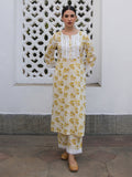 Janasya Straight Cambric Off White Floral Notch Neck Kurta & Bottom | Grocsy