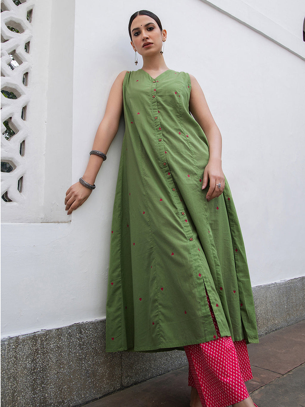 Janasya Light Cotton Solid A-Line Kurta Set | Grocsy