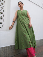Janasya Light Cotton Solid A-Line Kurta Set | Grocsy