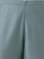 Janasya Regular Chinnon Ice Blue Embroidered V-Neck Kurta,Bottom & Dupatta | Grocsy