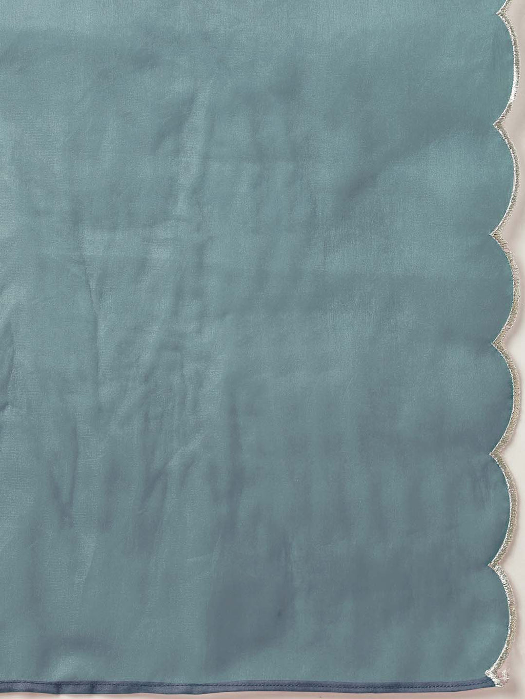 Janasya Regular Chinnon Ice Blue Embroidered V-Neck Kurta,Bottom & Dupatta | Grocsy