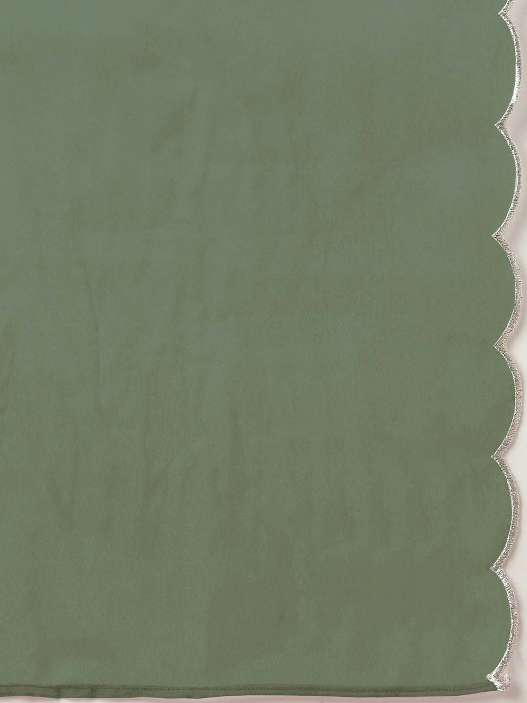 Janasya Regular Chinnon Green Ethnic Motifs V-Neck Kurta,Bottom & Dupatta | Grocsy
