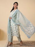 Janasya Bright Cotton Floral Straight Kurta Set | Grocsy