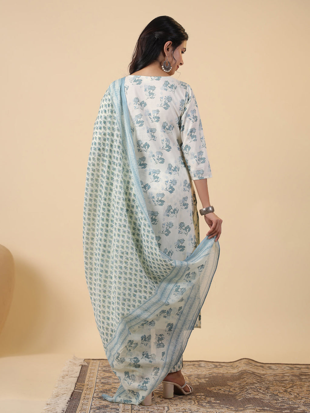Janasya Bright Cotton Floral Straight Kurta Set | Grocsy