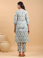 Janasya Light Cotton Ikkat Straight Kurta Set | Grocsy