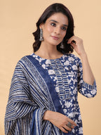 Janasya Blue Cambric Floral Set | Grocsy