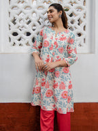 Janasya From Style Master Cotton Floral A-Line Tunic | Grocsy
