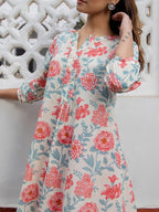 Janasya From Style Master Cotton Floral A-Line Tunic | Grocsy