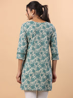Janasya Sage Cambric Floral Tunic | Grocsy