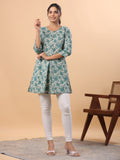Janasya Sage Cambric Floral Tunic | Grocsy