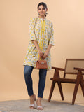 Janasya Beige Cambric Floral Tunic | Grocsy