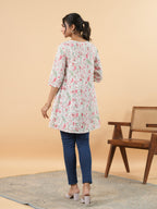 Janasya Light Floral A-Line Tunic | Grocsy