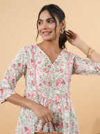 Janasya Light Floral A-Line Tunic | Grocsy