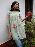 Janasya From Style Master Georgette Floral Gathered Tunic | Grocsy
