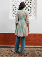 Janasya From Style Master Georgette Floral Gathered Tunic | Grocsy