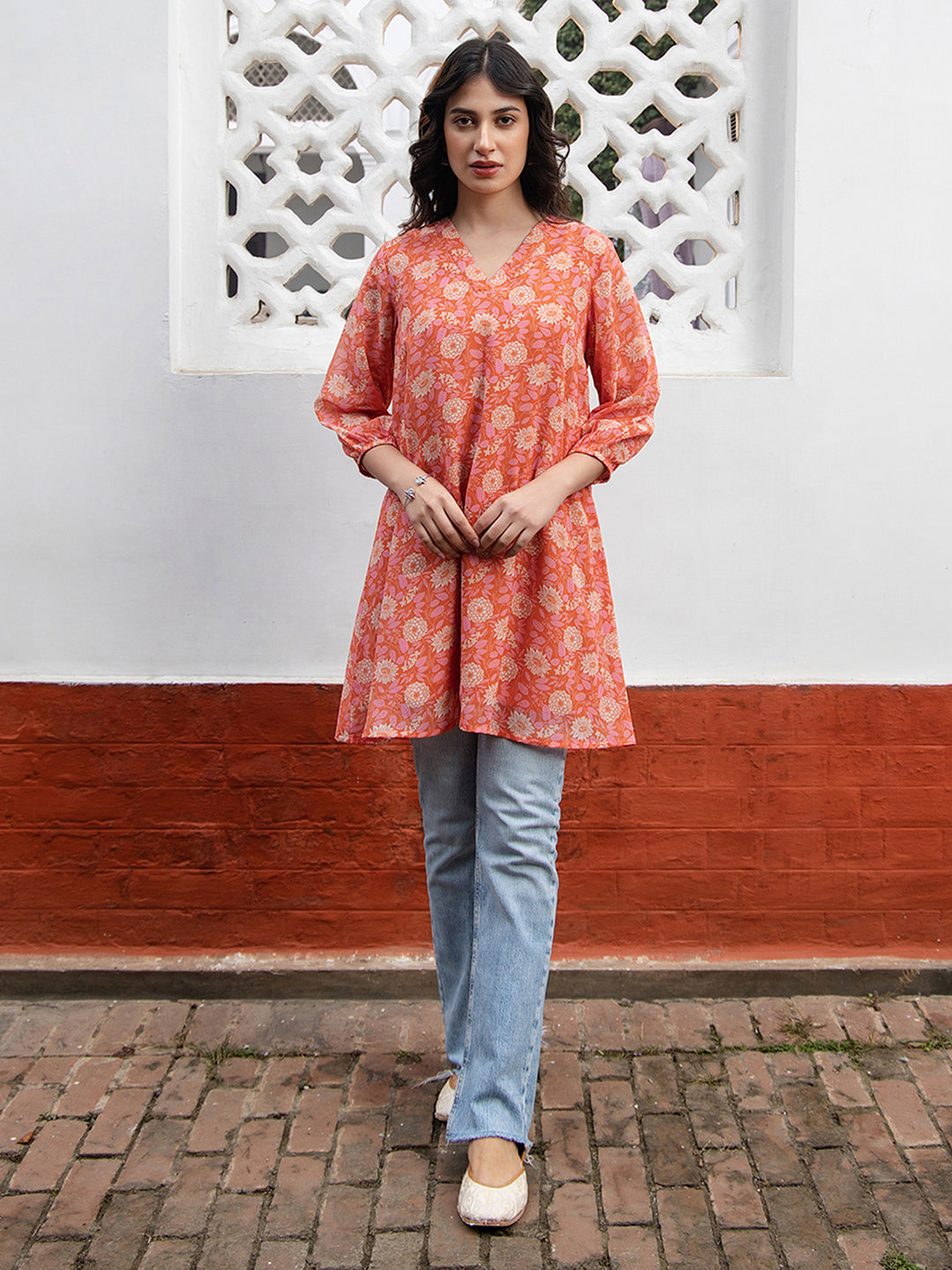 Janasya From Style Master Georgette Floral Regular Tunic | Grocsy