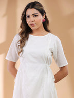 Janasya Light Dobby Cotton Self Design A-Line Kurta Set | Grocsy