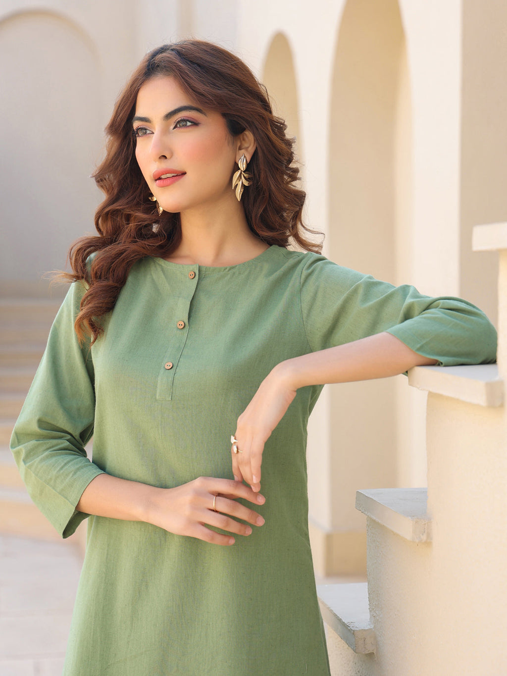 Janasya Dark Cotton Solid A-Line Top & Bottom Set | Grocsy
