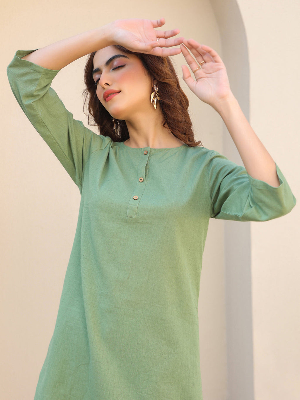 Janasya Dark Cotton Solid A-Line Top & Bottom Set | Grocsy