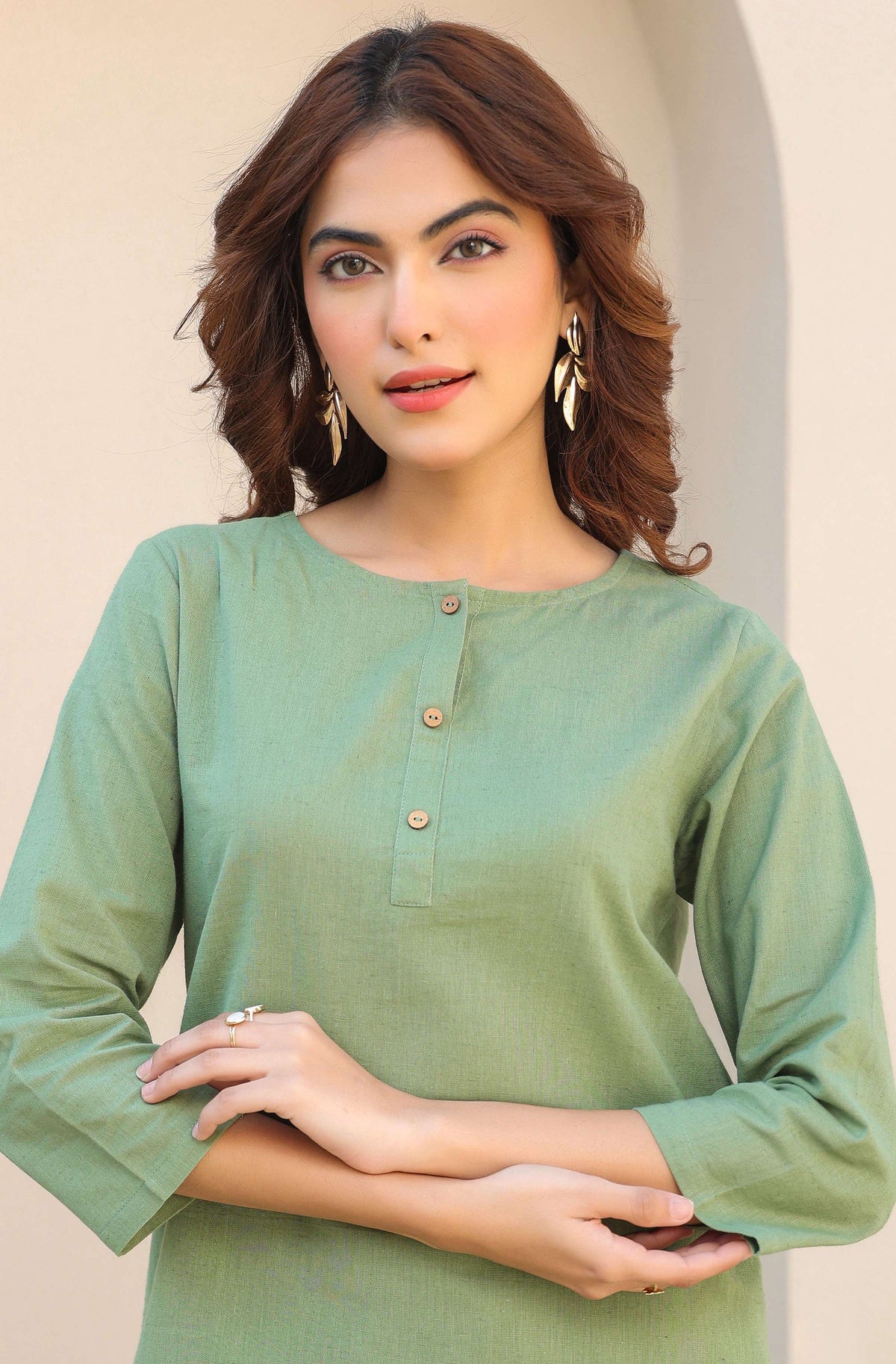 Janasya Dark Cotton Solid A-Line Top & Bottom Set | Grocsy
