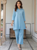 Janasya Light Cotton Solid Straight Top & Bottom Set | Grocsy