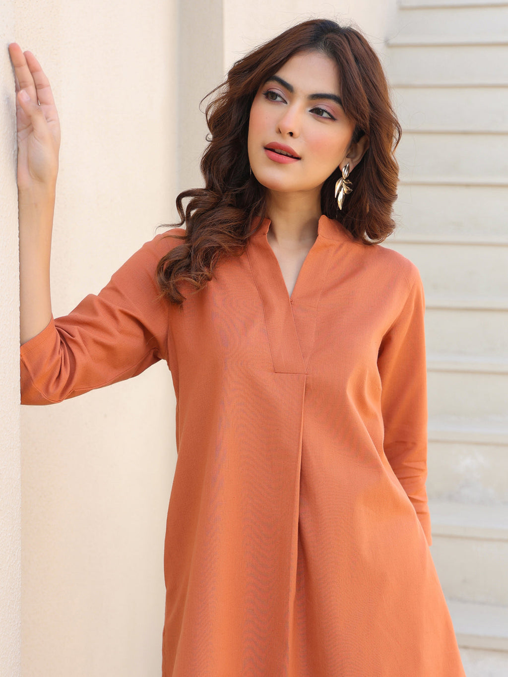 Janasya Dark Cotton Solid A-Line Top & Bottom Set | Grocsy