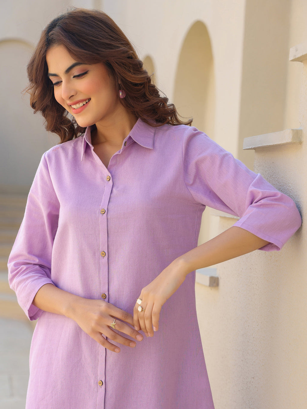 Janasya Light Cotton Solid A-Line Top & Bottom Set | Grocsy