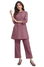 Janasya Light Cotton Solid A-Line Top & Bottom Set | Grocsy