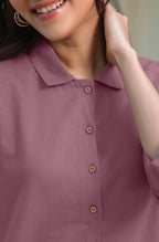 Janasya Light Cotton Solid A-Line Top & Bottom Set | Grocsy