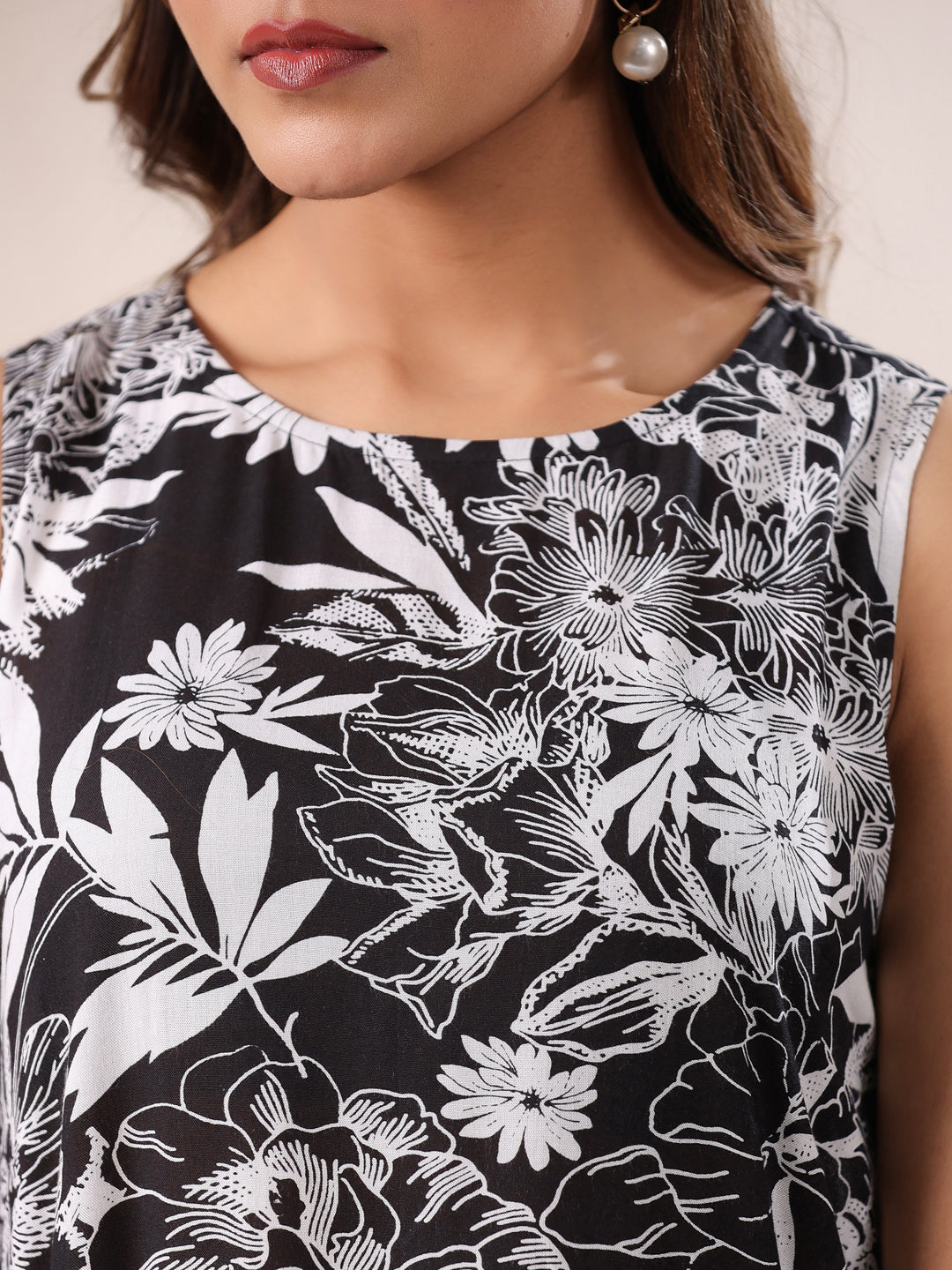 Janasya Dark Rayon Floral A-Line Top & Bottom Set | Grocsy