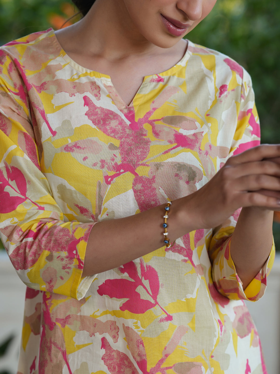 Janasya Bright Cotton Floral Straight Top & Bottom Set | Grocsy
