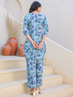 Janasya Bright Cotton Floral Straight Top & Bottom Set | Grocsy