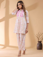 Janasya Light Cotton Abstract A-Line Top & Bottom Set | Grocsy