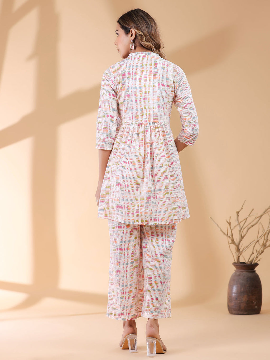 Janasya Light Cotton Abstract A-Line Top & Bottom Set | Grocsy