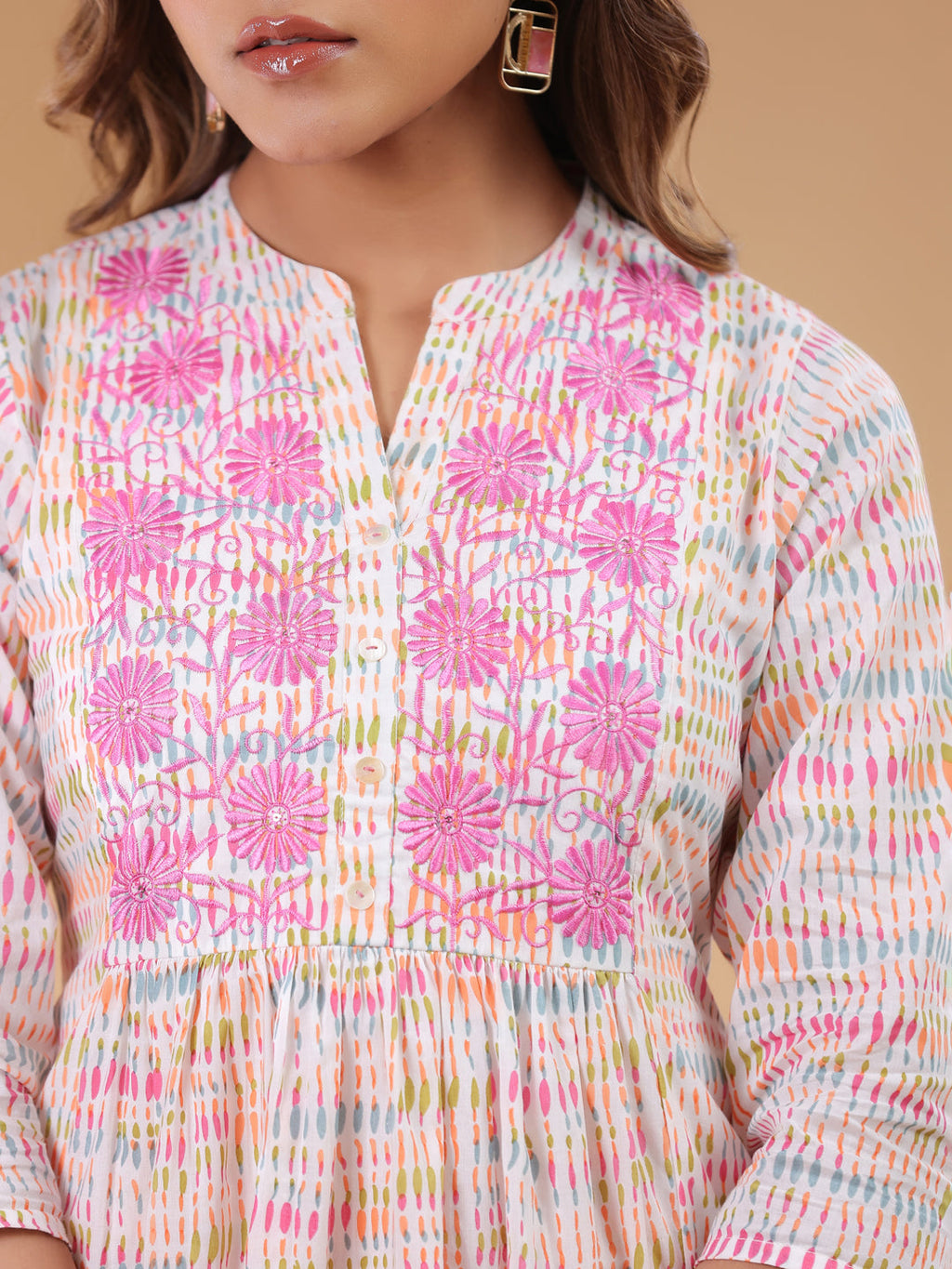 Janasya Light Cotton Abstract A-Line Top & Bottom Set | Grocsy