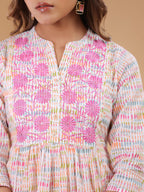 Janasya Light Cotton Abstract A-Line Top & Bottom Set | Grocsy
