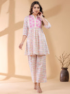 Janasya Light Cotton Abstract A-Line Top & Bottom Set | Grocsy