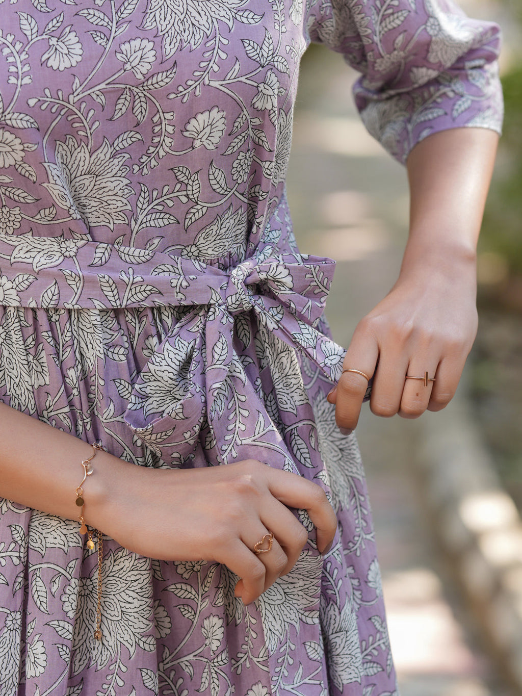 Janasya Light Cotton Floral Tiered Dress | Grocsy