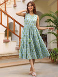 Janasya Light Cotton Paisley Tiered Dress | Grocsy